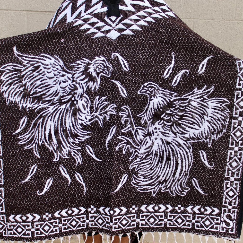 Brown Gallos poncho Rooster Poncho Gaban Poncho Jorongo de Gallos